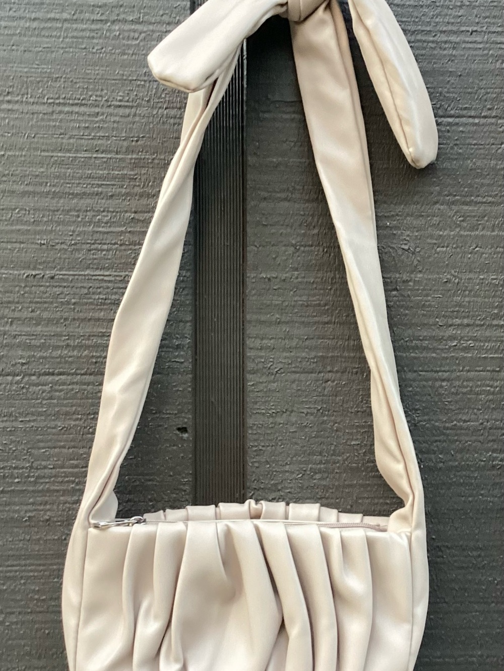 bp Cream Pleated Shoulder Bag with Knotted Strap